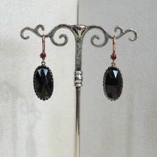 Granatschmuck Granat Oval Ohrringe Vintage Retro Trachten Sterling Silber 925/-