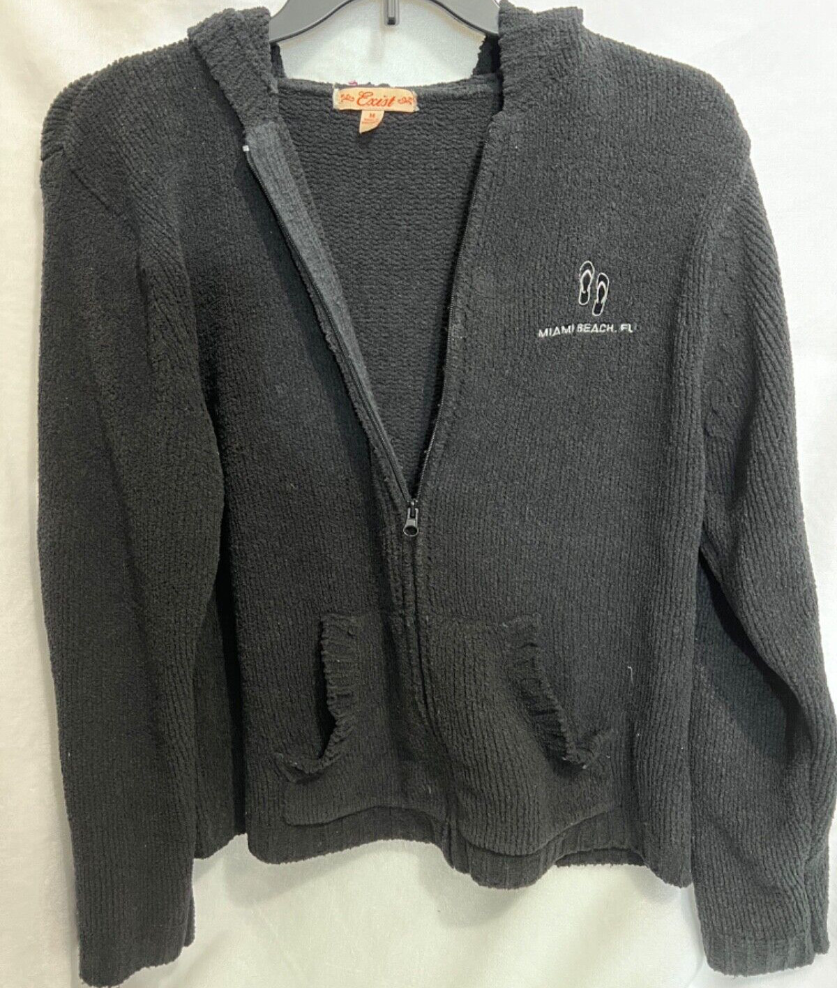 Exist Solid Black Zip Up Hoodie Pockets Cozy M Me… - image 1