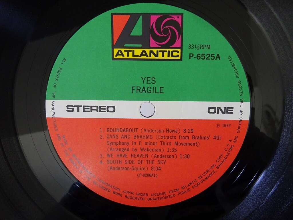 Yes Fragile Atlantic P-6525A Japan VINYL LP | eBay