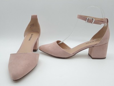 two piece block heel pump