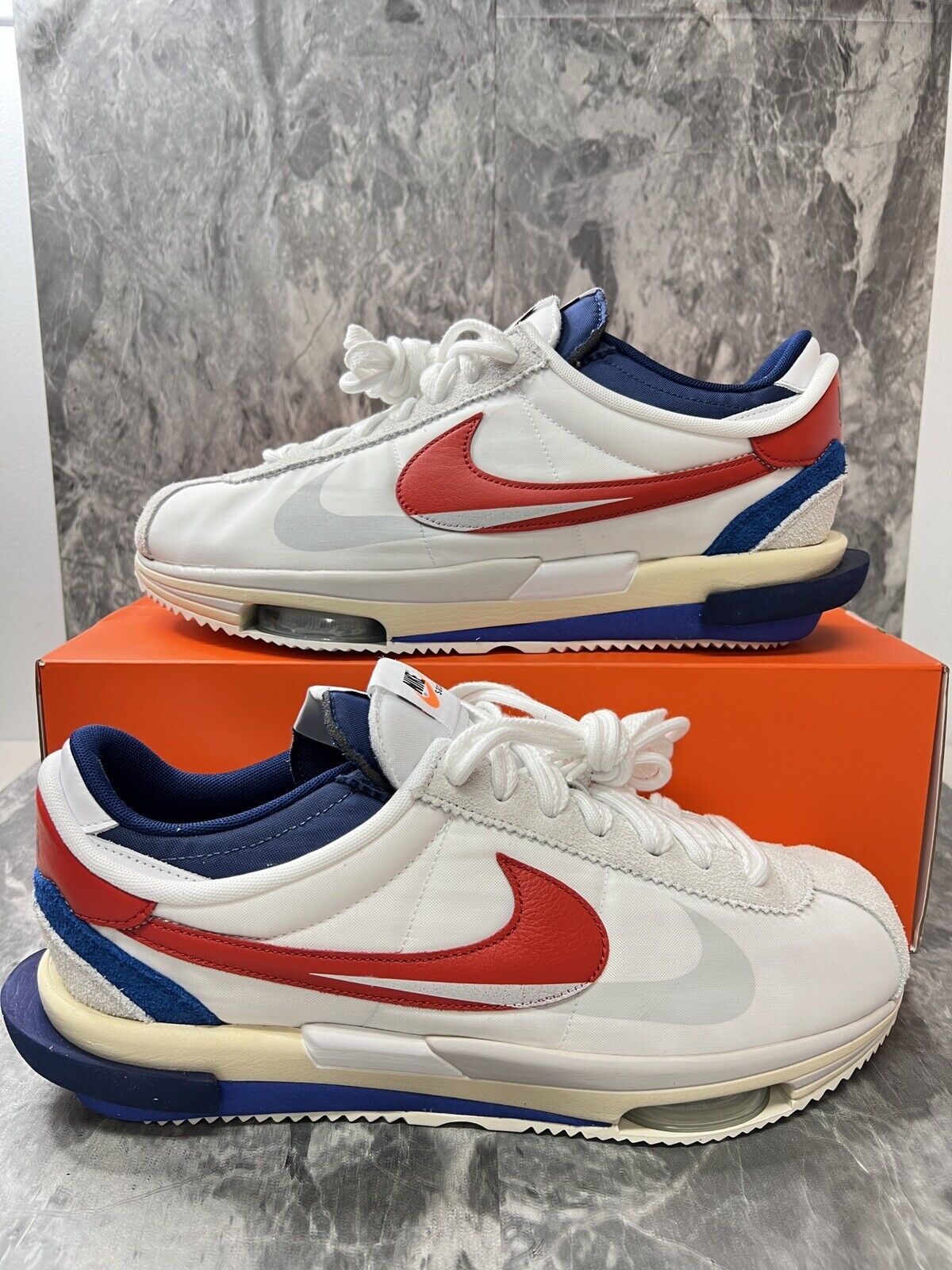 espectro Elasticidad Por lo tanto Nike x Sacai Zoom Cortez 4.0 OG White Red Blue DQ0581-100 Men's Size 11 |  eBay