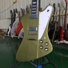 Green Silver Firebird Electric Guitar Solid Body Black Fretboard White Pickguard