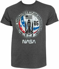 NASA Distressed Vintage 86 Logo Adult T-Shirt - Space Shuttle, UFO Mars Retro