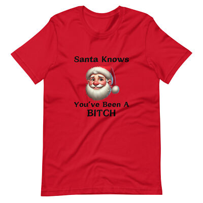 Santa Knows You've Been A Bitch Shirt Funny Christmas Tee Vintage Holiday Humor