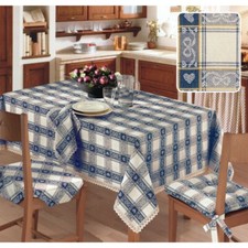 Copritavolo tovaglia jacquard cucina tirolese DAMA Blu 100% Cotone Made in Italy