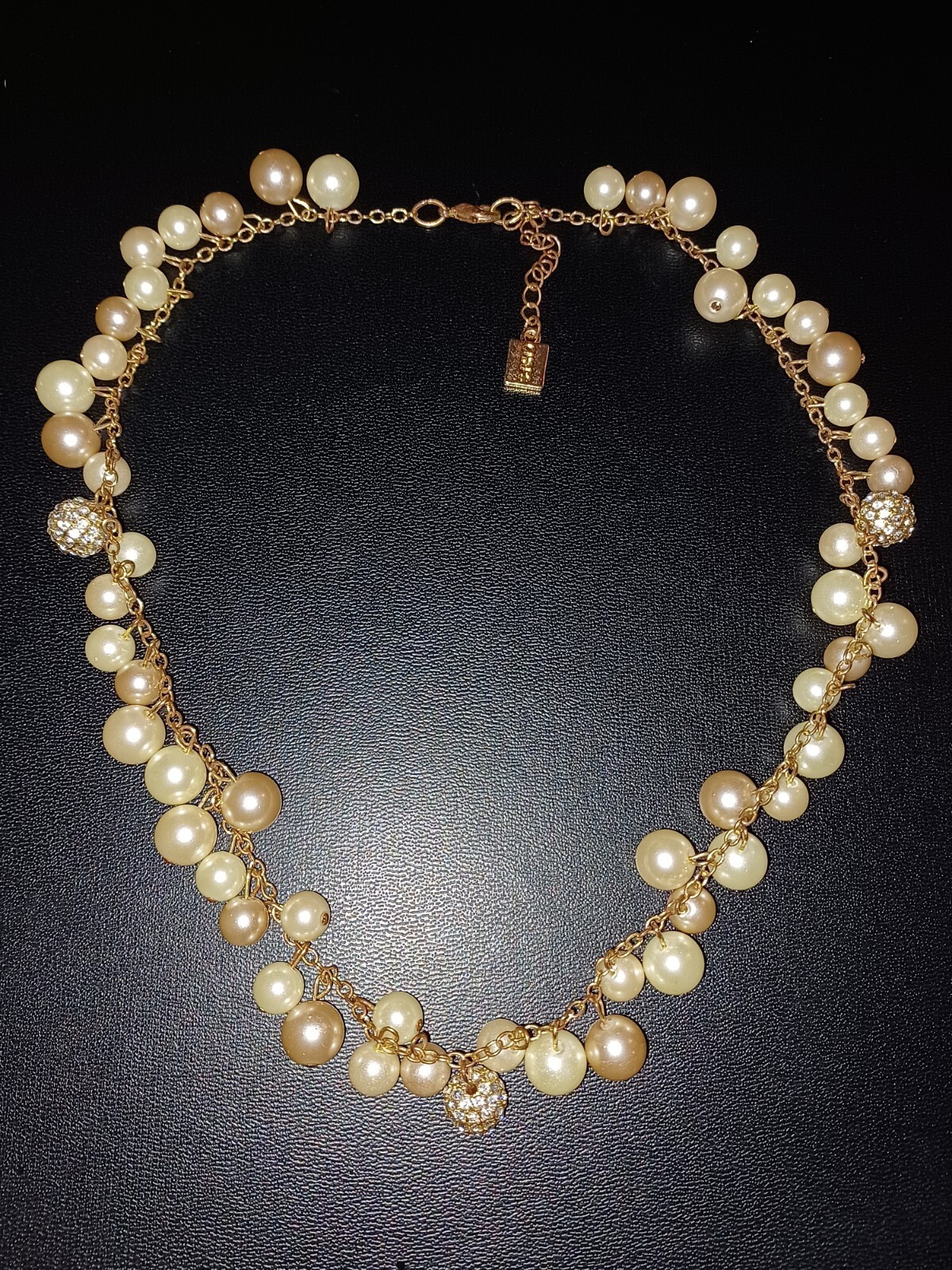 CHAPS Ralph Lauren Faux Pearl Cluster Dangle, 19" Gold Tone Necklace 2" Ext. eBay