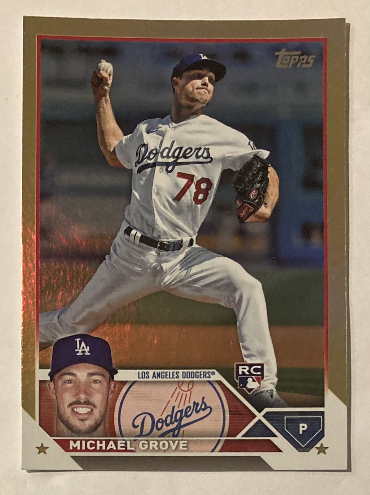 2023 Topps Series 1 #15 Michael Grove (RC) Gold Foil - Los Angeles Dodgers