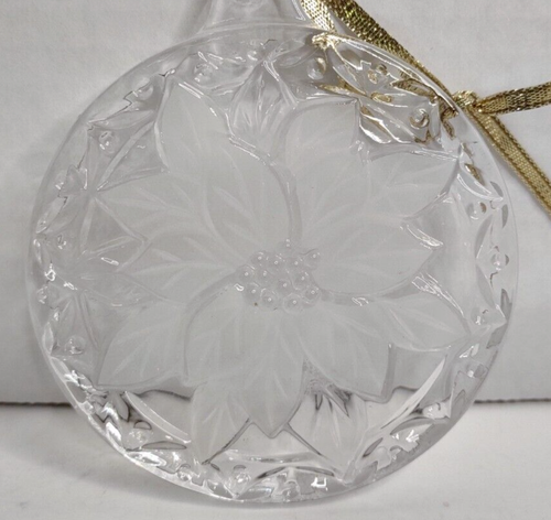 Mikasa Clear Crystal Glass Christmas Tree Ornament Festive Poinsettia 3.25"Japan - Picture 3 of 6