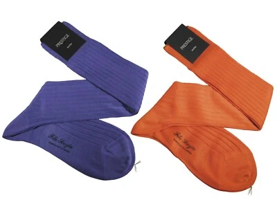 PRESTIGE (2 PAIA)CALZE UOMO LUNGHE COLORATE - FILO SCOZIA - RIMAGLIATE A MANO