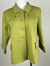 *new* Motto 3/4sl Stretchy 'button Down Belted Knit Jacket' - Xl, Green