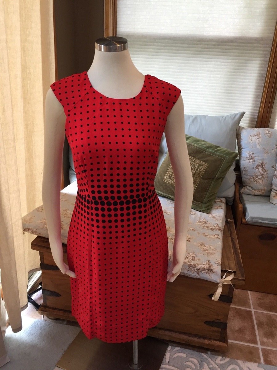 j crew red polka dot dress NWT Womens Size 4 J. Crew Red Black Modern Polka Dot Print Knee-Length Dress