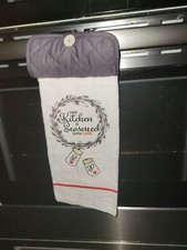 Hanging Kitchen Dish Towel w/ Pot Holder Top - Kitchen Seasoned With Love