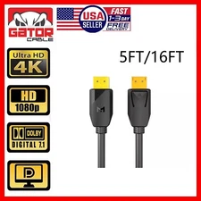 Displayport to Display Port Cable DP Male to Male Cord 4K HD w/Latches 5ft-16ft