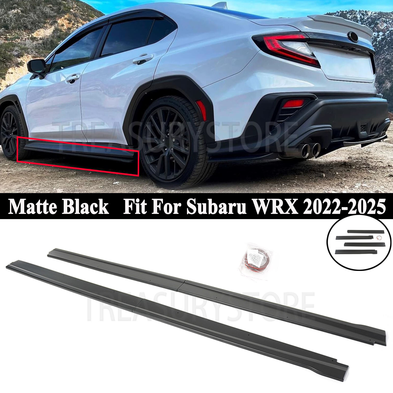 For Subaru WRX VB 22-25 STI Style Matte Black Side Skirts Extension Splitter Lip