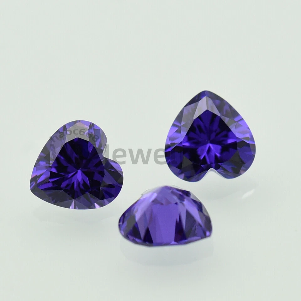 Piedra suelta circonita cúbica violeta corte corazón 3x3-12x12 mm alta calidad 50 un. Foto 3 de 4