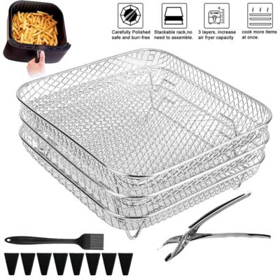 3-Tier Edelstahl Halter Backblech Spieße BBQ Rack Air Fryer Ersatzteile Zubehör