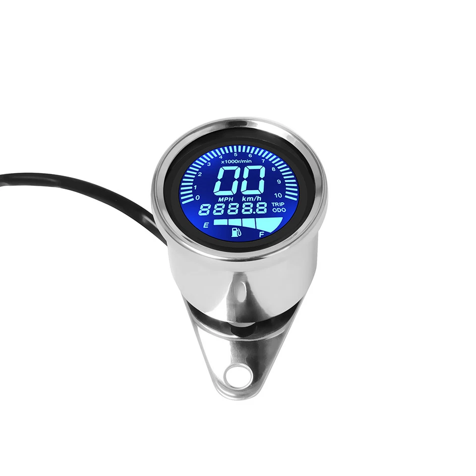 Motocicleta Digital LCD Odómetro Velocímetro Tacómetro Medidor de Combustible para Cafe Racer Foto 2 de 4