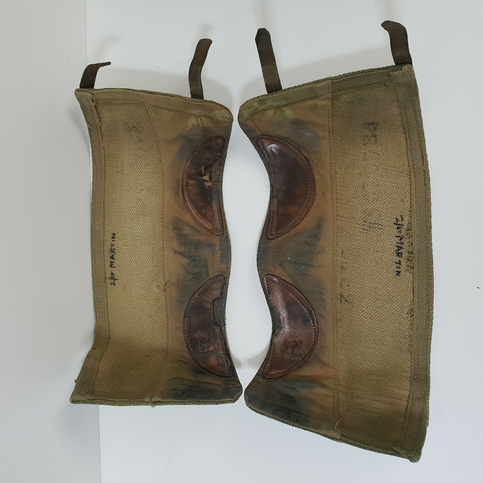 WW2 canvas Gaiters name inside of 1st lieutenant Martin 1/LT eBay
