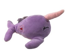 Fuzzy Friends Squeeze and Squish Unicorn Whale Plush Purple and Pink 9 in.