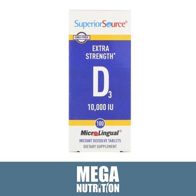 Superior Source MicroLingual Extra Stärke Vitamin D3 10000IU | 100 Tabletten