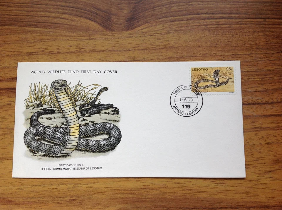 1979  WWF Cobra First Day Cover , Lesotho pmk with insert. Free UK P&P - Image 3 of 3