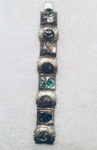 pearl bracelet mexico mother silver taxco sterling panel