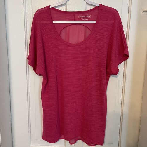 MAURICES Sheer Pink Pullover Short-Sleeve Blouse Top Women's 1 (plus size)