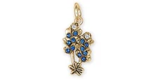 Bluebonnet Jewelry 14k Gold Handmade Bluebonnet Flower Charm  BBD2X-CG
