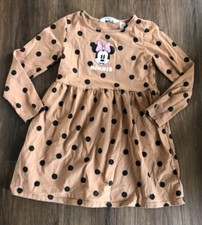 H M Disney Girls Long Sleeve Minnie Mouse Polka Dot Dress Size 6x/7 A6