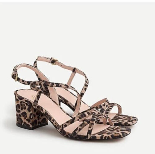 J. Crew Odette Strappy Leopard Sandals Suede Size 9 Animal Print Cocktail Party - Picture 1 of 7