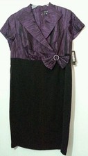 NEW PLUS SIZE BLACK AND PURPLE DRESS 14 LARGE L NWT SHORT SLEEVE $100