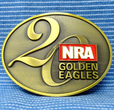 NRA Golden Eagles Member 20 Year Belt Buckle 2nd Amendment Rights Vtg 90s.PCB526