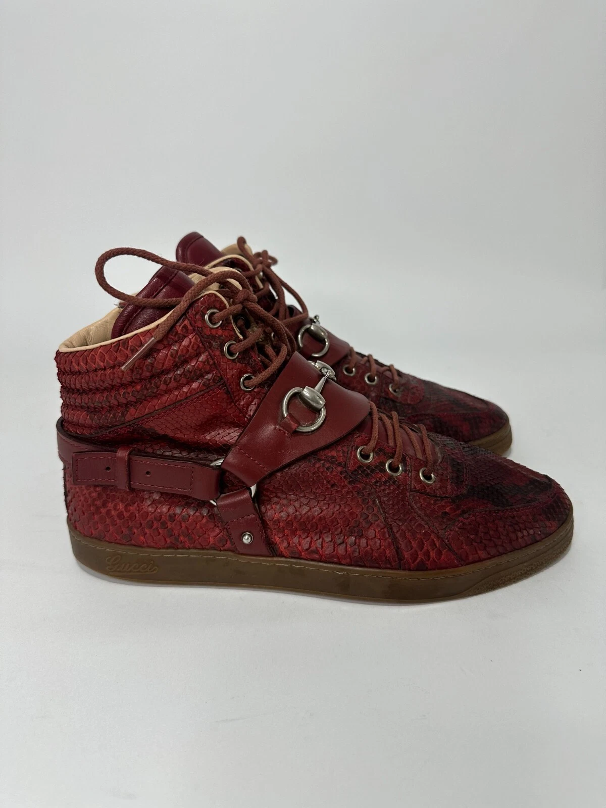 Harnais GUCCI Horsebit Croc semelle en caoutchouc semelle haut de gamme baskets taille 7 Royaume Uni
