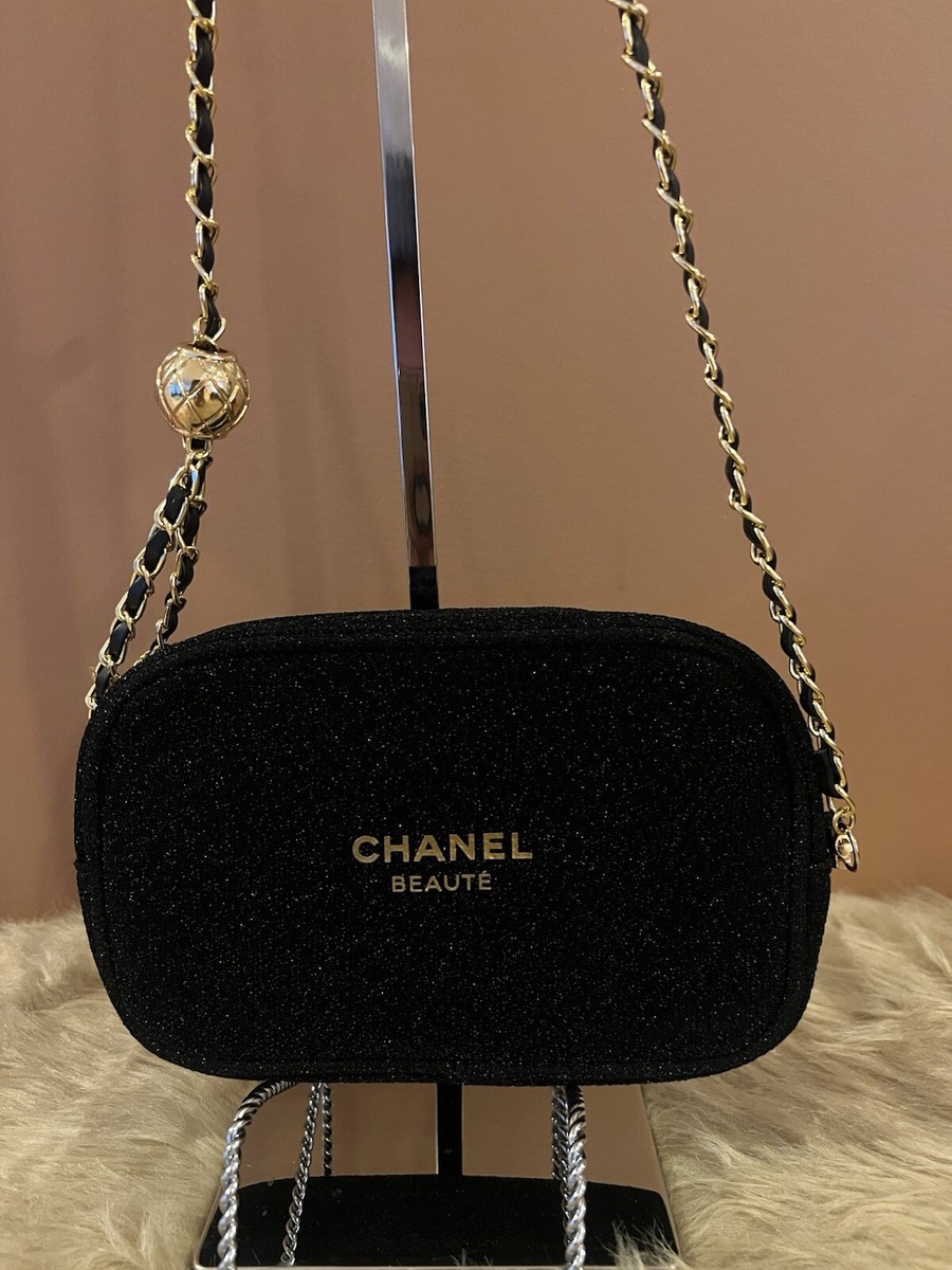 Chanel Novelty GWP Black Mesh Tote Shoulder And Crossbody Pouch