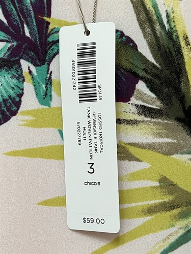 NWT Chico's Size 3 XL 16 Tossed Tropical Mango Sorbet Reversible Woven Tank Top - Picture 2 of 11