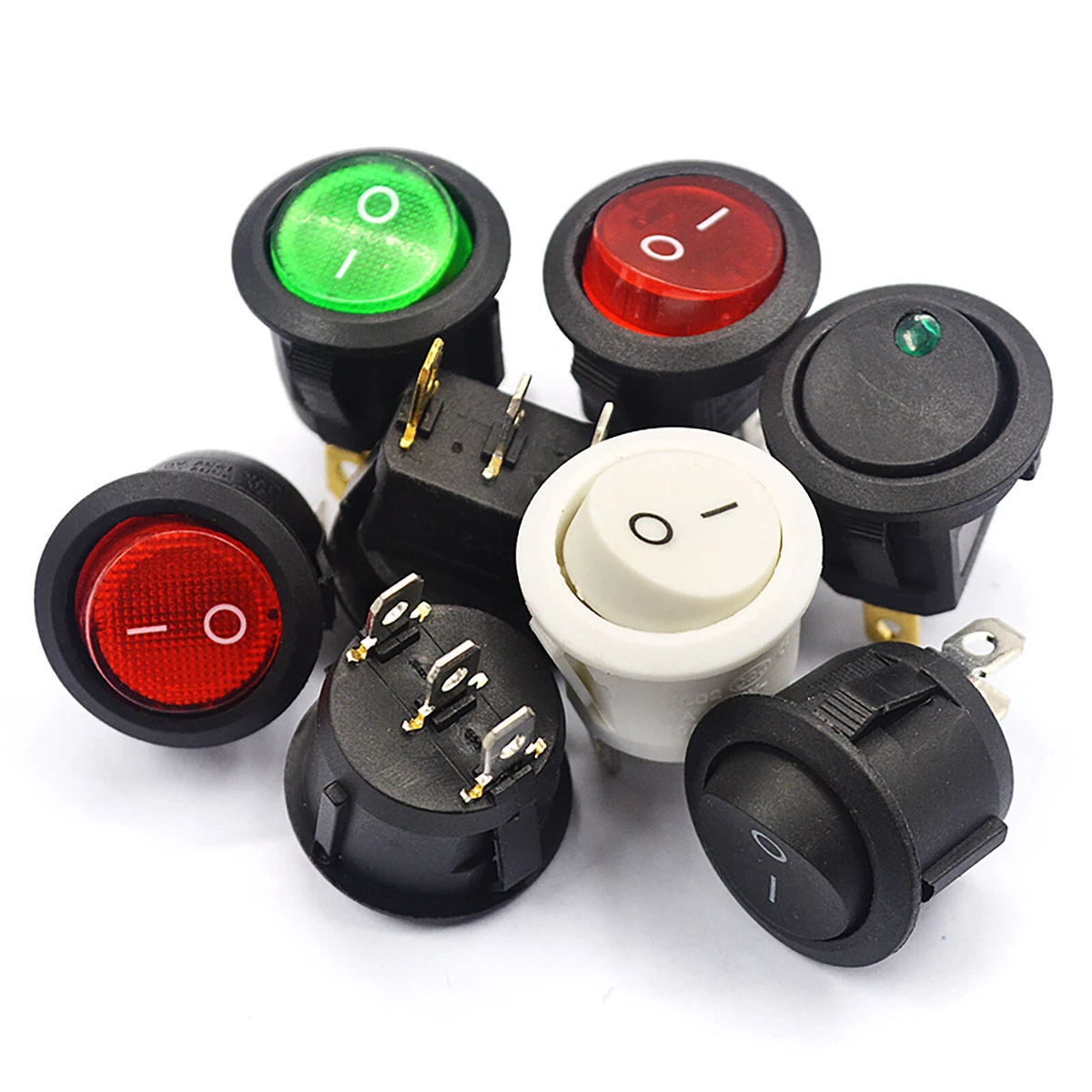 Interruttore a bilanciere rotondo illuminato a cerchio da 2 pezzi, luce LED rossa 12V / 24V universale 20A 3Pin Interruttore a levetta a bilanciere rotondo per auto