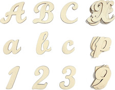 2 Inch 458 Pcs Wooden Cursive Letters Numbers Crafts Unfinished Wood Alphabet