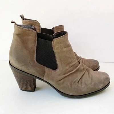Paul Green Munchen Jano Brown Nubuck Leather Chelsea Ankle Boots Size 10.5