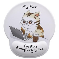 Funny Cat Mouse Pad with Gel Wrist Support, Smooth Surface
