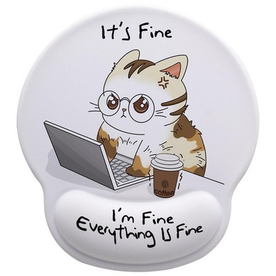 Funny Cat Mouse Pad with Gel Wrist Support, Smooth Surface