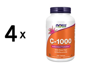 4 x Now Foods C-1000 with Rose Hips and Bioflavonoids (250 Tabs) (61,85 EUR/kg)