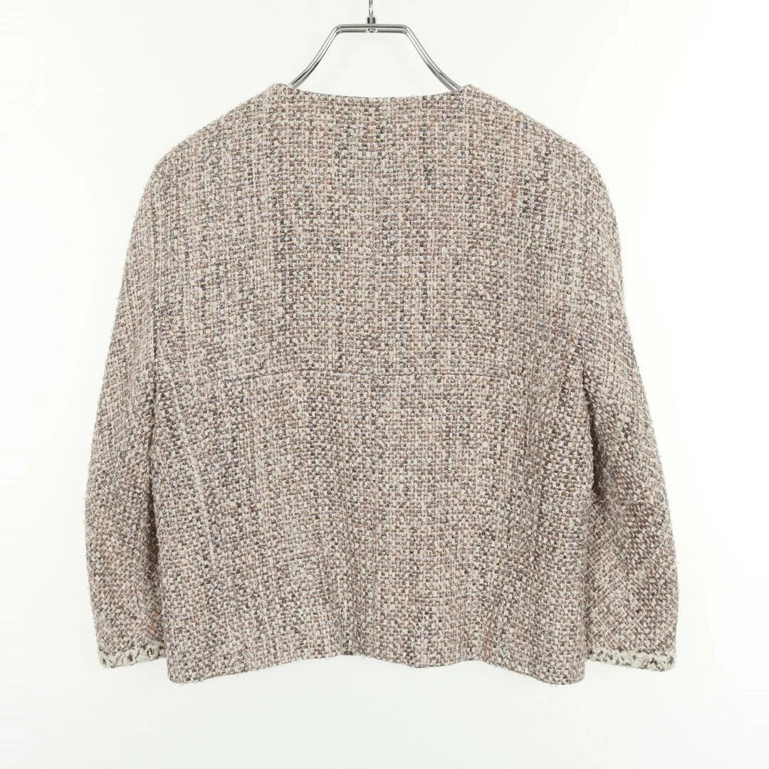 Chanel Giacca Senza Collo Abbigliamento Capispalla Lana Cotone Donna Rosa Multicolore