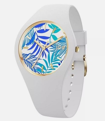 Ice-Watch ICE 020517 flower Turquoise leaves Medium Damenuhr Silikon weiß neu M1