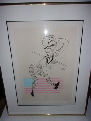 Al Hirschfeld Signed James Cagney Print, Yankee Doodle Dandy, Framed Etching