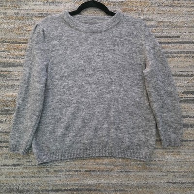 Caroline Biss s grauer Strickpullover Wolle Mohair Mischung weich minimalisti...