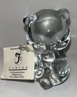 Fenton August Birthstone Birthday Bear Clear Glass Figurine Green Heart w/Tag