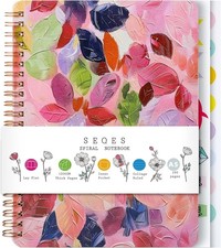 Aesthetic Spiral Notebook Hardcover 8.25x6.25in 160 Lined Pages With Pockets Set