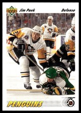 1991-92 Upper Deck #308 Jim Paek Pittsburgh Penguins Rookie Hockey Card. rookie card picture
