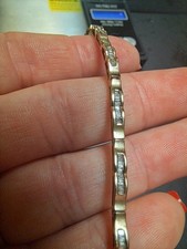10K Yellow Gold Natural Baguette Diamond Channel SetTennis Bracelet 7" 7.2 Grams