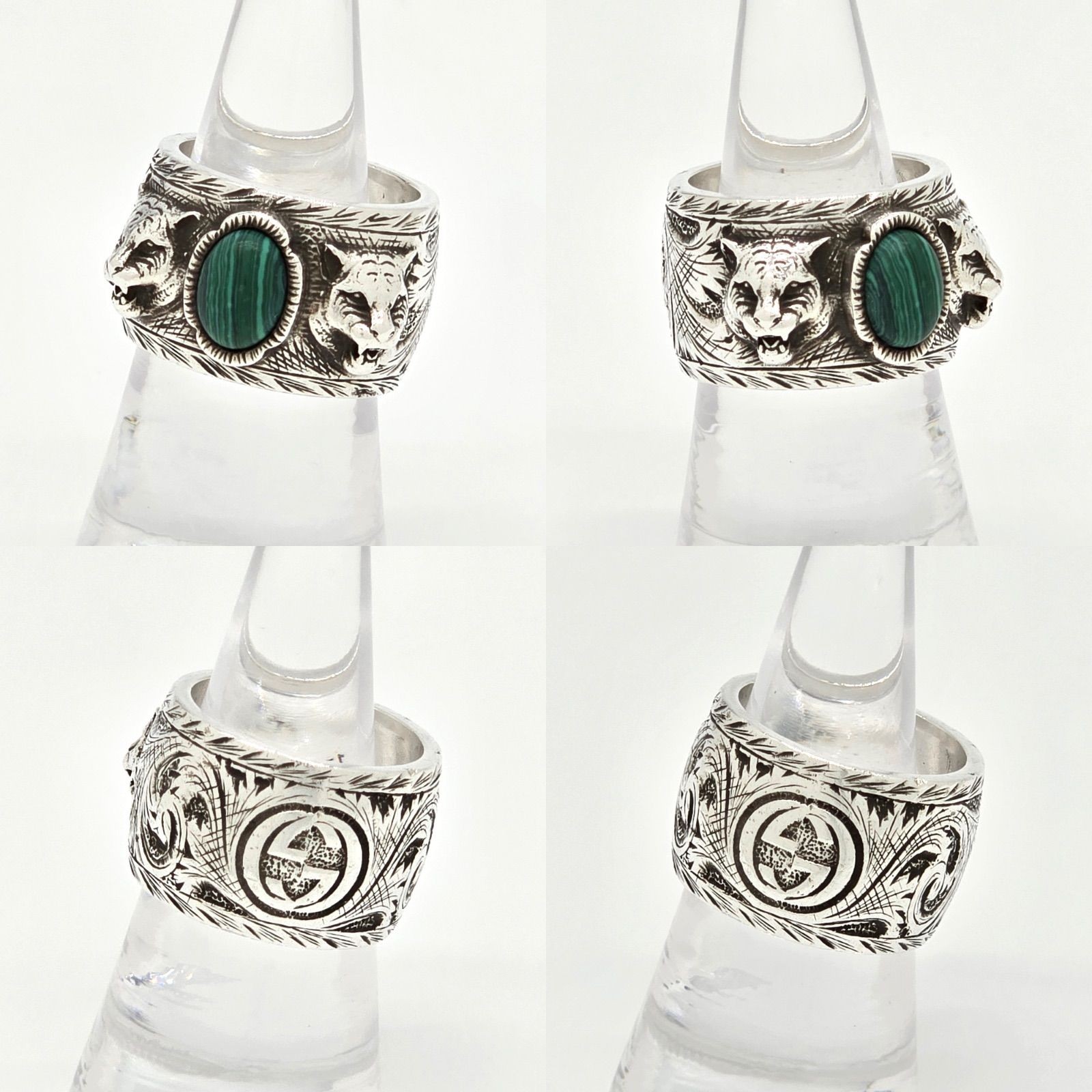 Auth GUCCI Ring Silver Interlocking G Cat Head Ma… - image 3